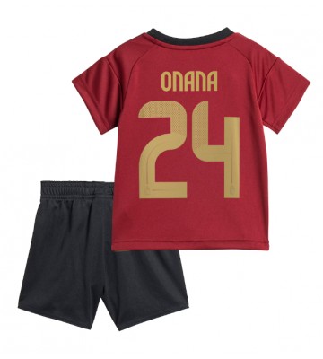 Bélgica Amadou Onana #24 Primera Equipación Niños Eurocopa 2024 Manga Corta (+ Pantalones cortos)